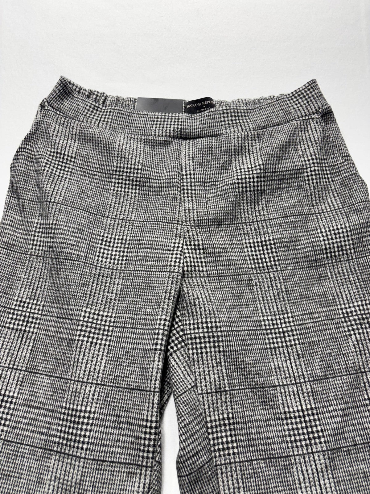 Banana Republic Dress Pants Womens 2 Gray Plaid Hayden Pull On Ponte Ankle Slim