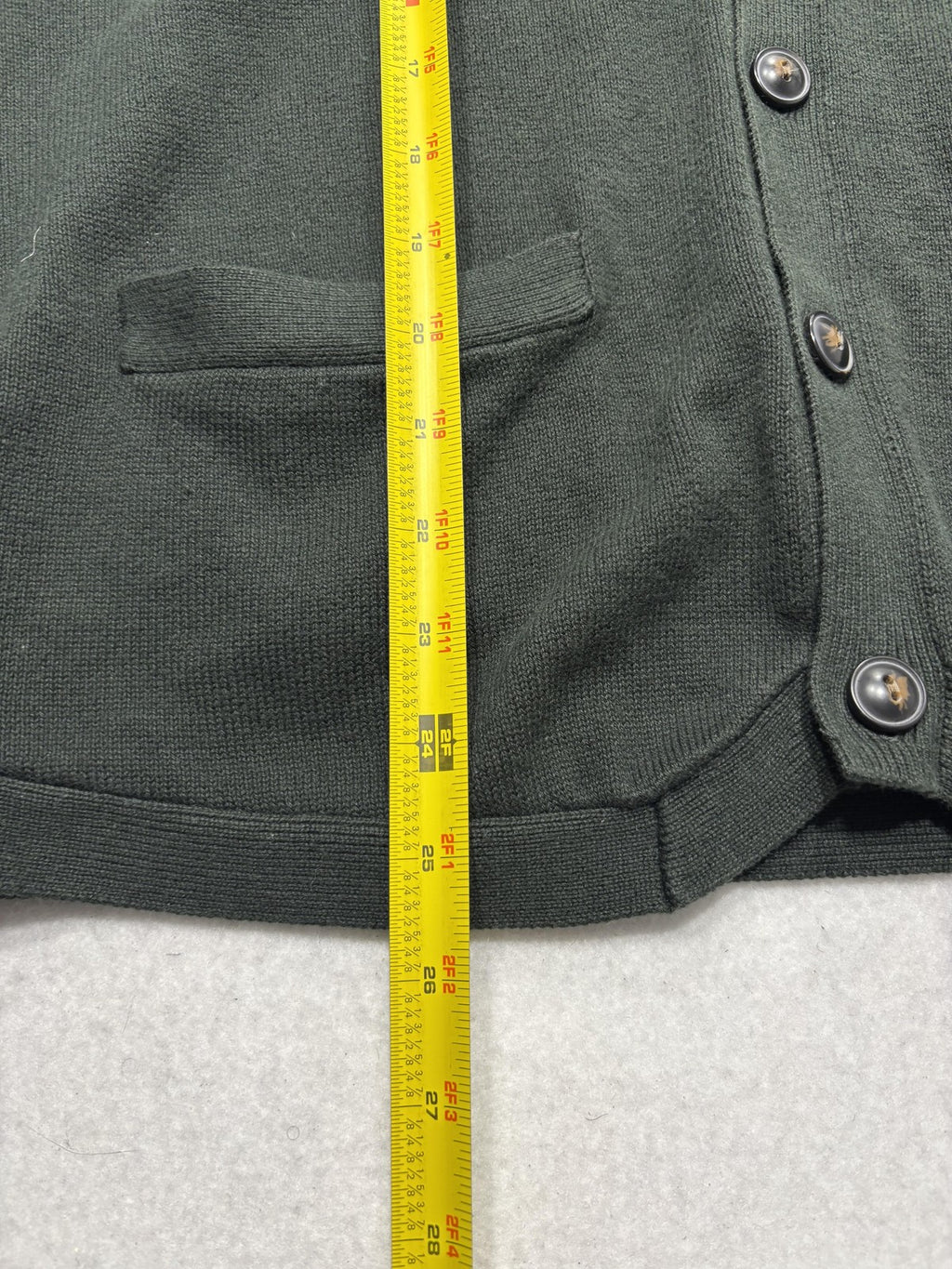 Chaps Sweater Vest Mens Large Green V Neck Button Front Cotton Knit Pockets