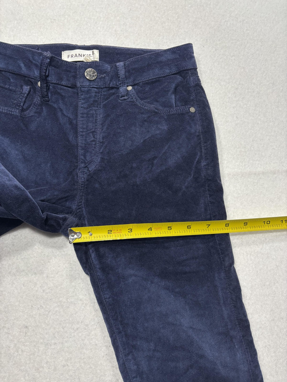FRANKIE Pants Womens 24 Blue Velvet Skinny Jegging Stretch Zip Pockets Winter