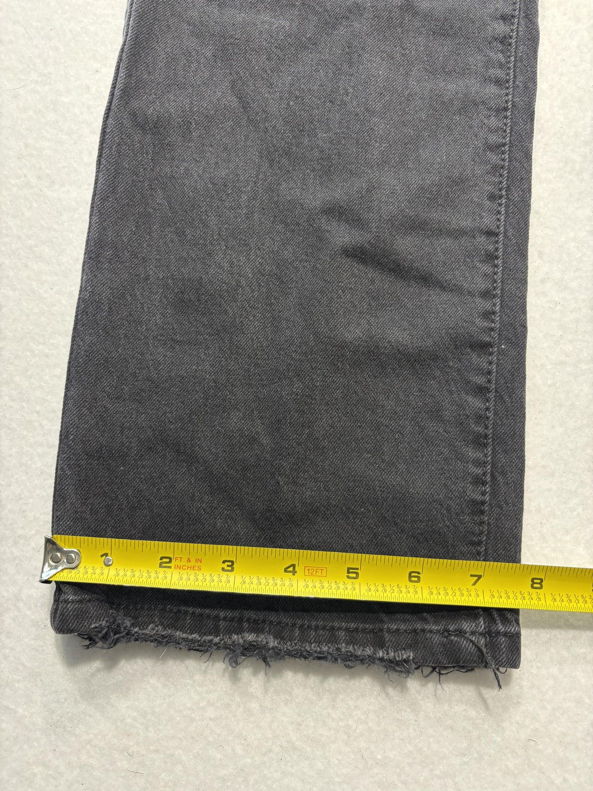 Kensie Jeans Womens 10/30 Gray Charcoal Wash High Rise Slim Straight Raw Hem