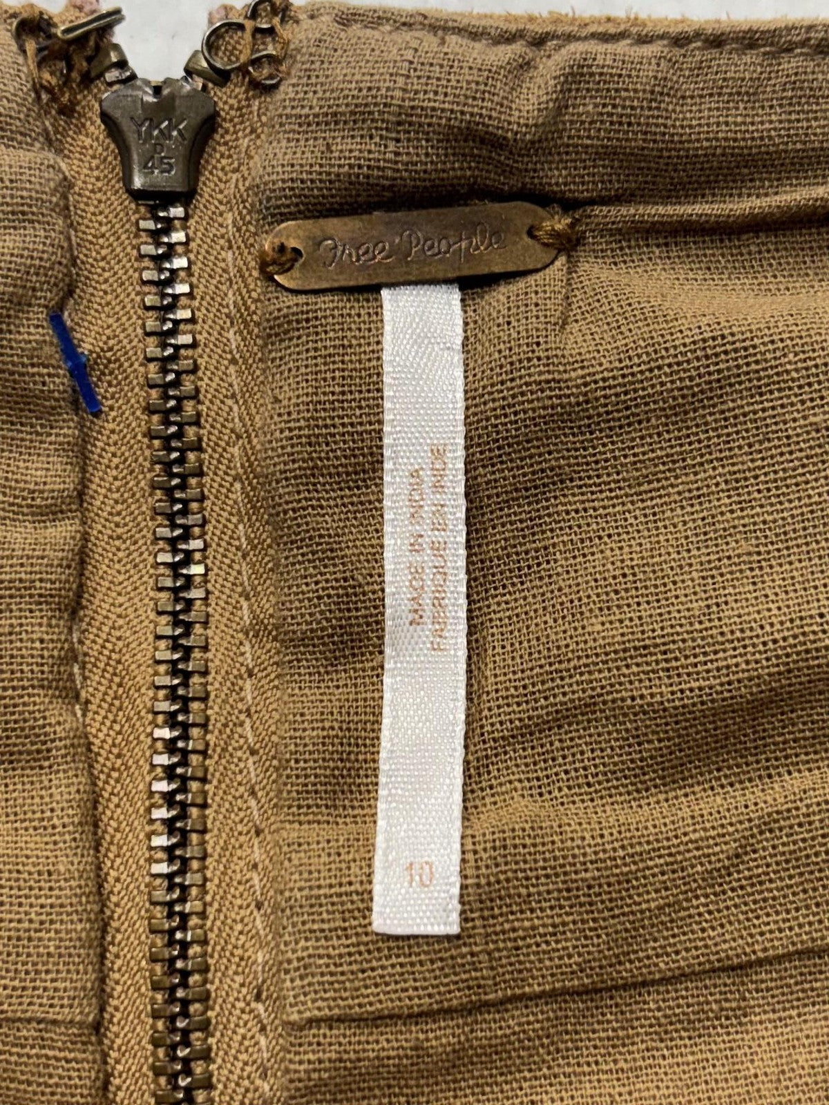 Free People Skirt Womens 10 Brown Suede Patch Pocket Mini Zip Back Fall Casual