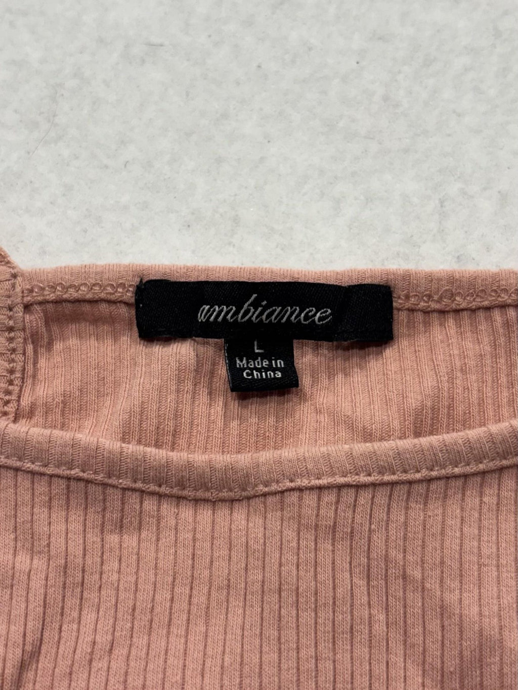 Ambiance Bodysuit Womens Large Pink Ribbed Knit High Neck Sleeveless Stretch