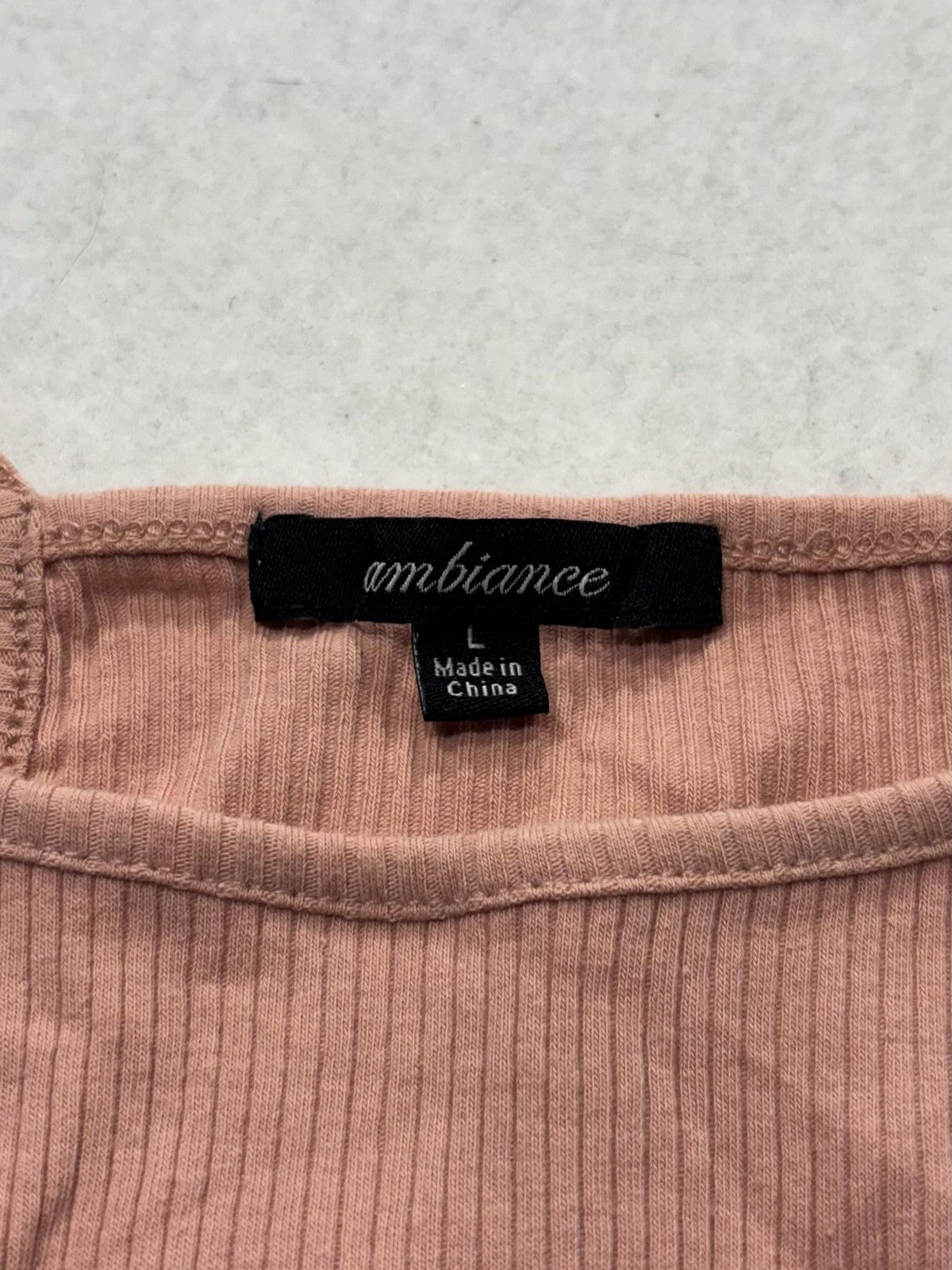 Ambiance Bodysuit Womens Large Pink Ribbed Knit High Neck Sleeveless Stretch