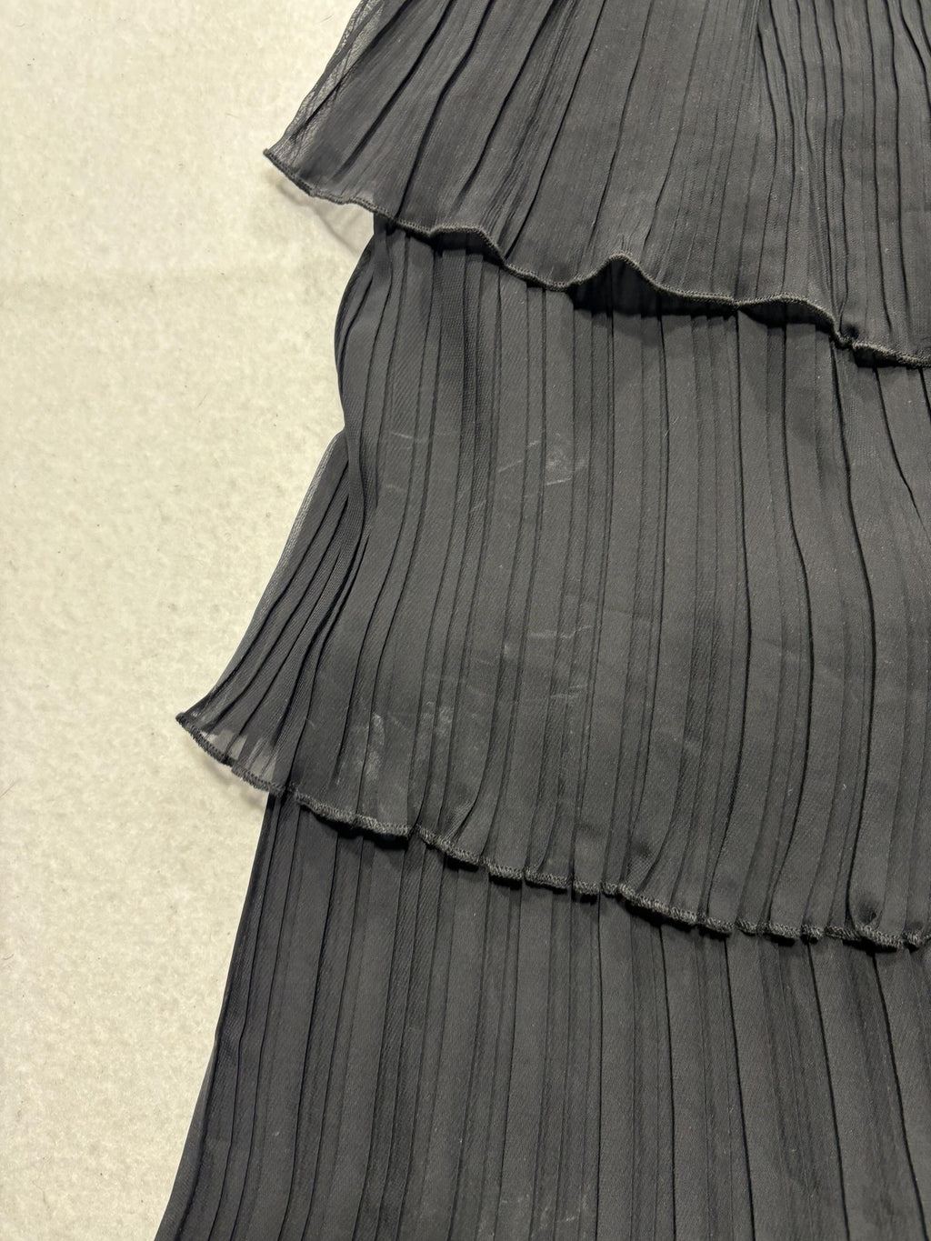 Crystal Doll Dress Juniors 5 Black Strapless Pleated Tiered Chiffon Mini Party