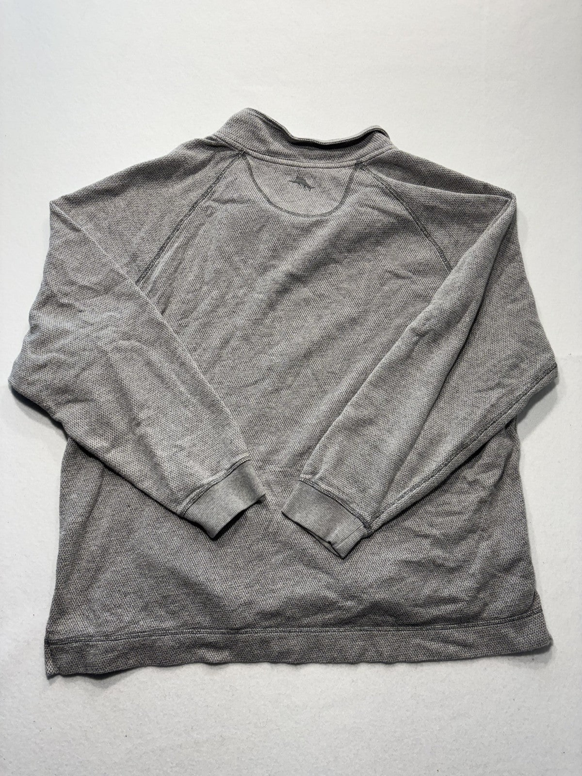 Tommy Bahama Sweater Mens 2XL Gray Mock Neck Snap Placket Knit Pullover Pockets