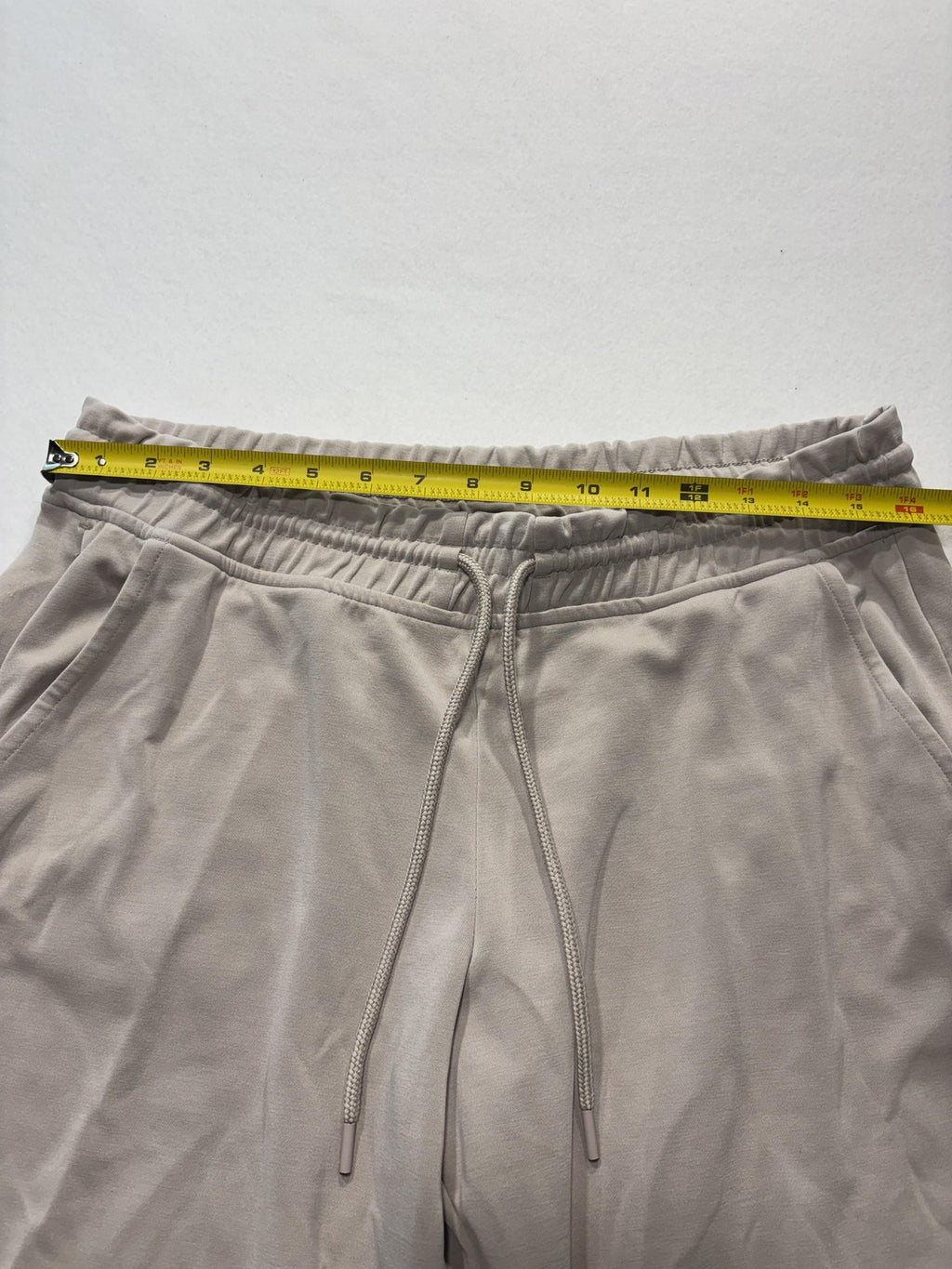 Athleta Pants Womens Large Beige Cropped Wide Leg Drawstring Jersey Lounge
