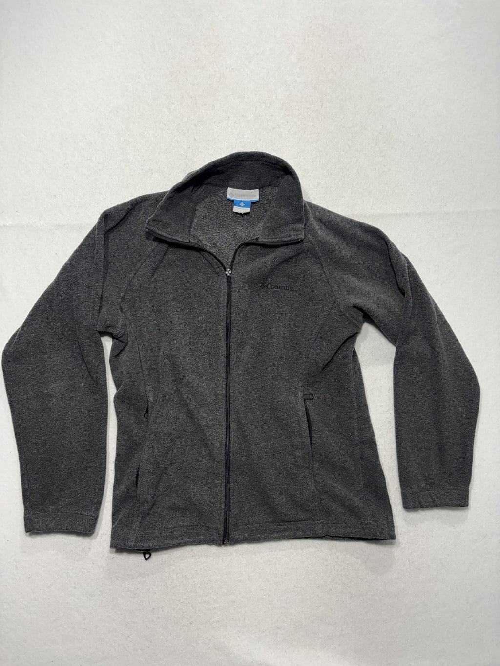 Columbia Jacket Womens S Gray Fleece Full Zip Stand Collar Pockets Soft Outdoor