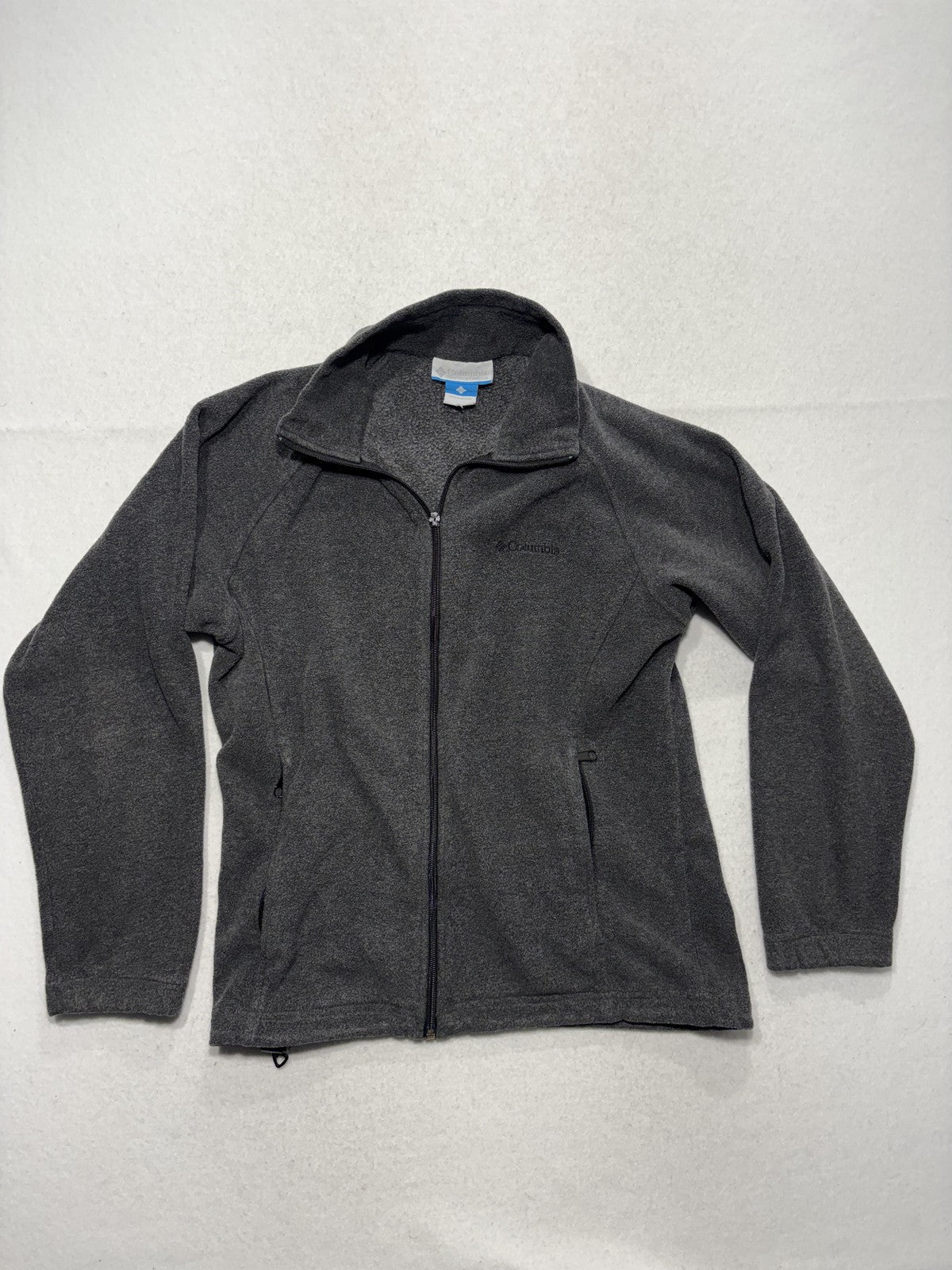 Columbia Jacket Womens S Gray Fleece Full Zip Stand Collar Pockets Soft Outdoor