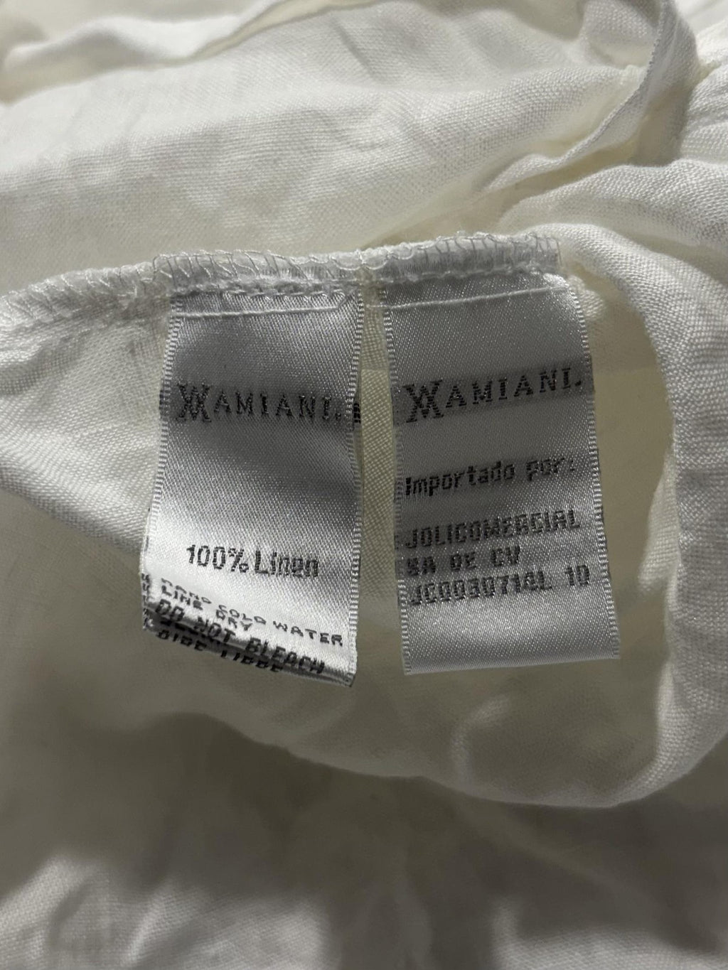 X Amiani Shirt Mens XL White Linen Long Sleeve Button Up Lightweight Casual