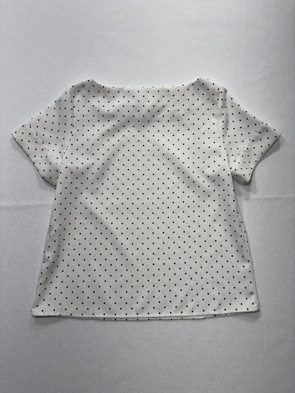 Banana Republic Blouse Womens S Petite White Polka Dot Boatneck Short Sleeve Top