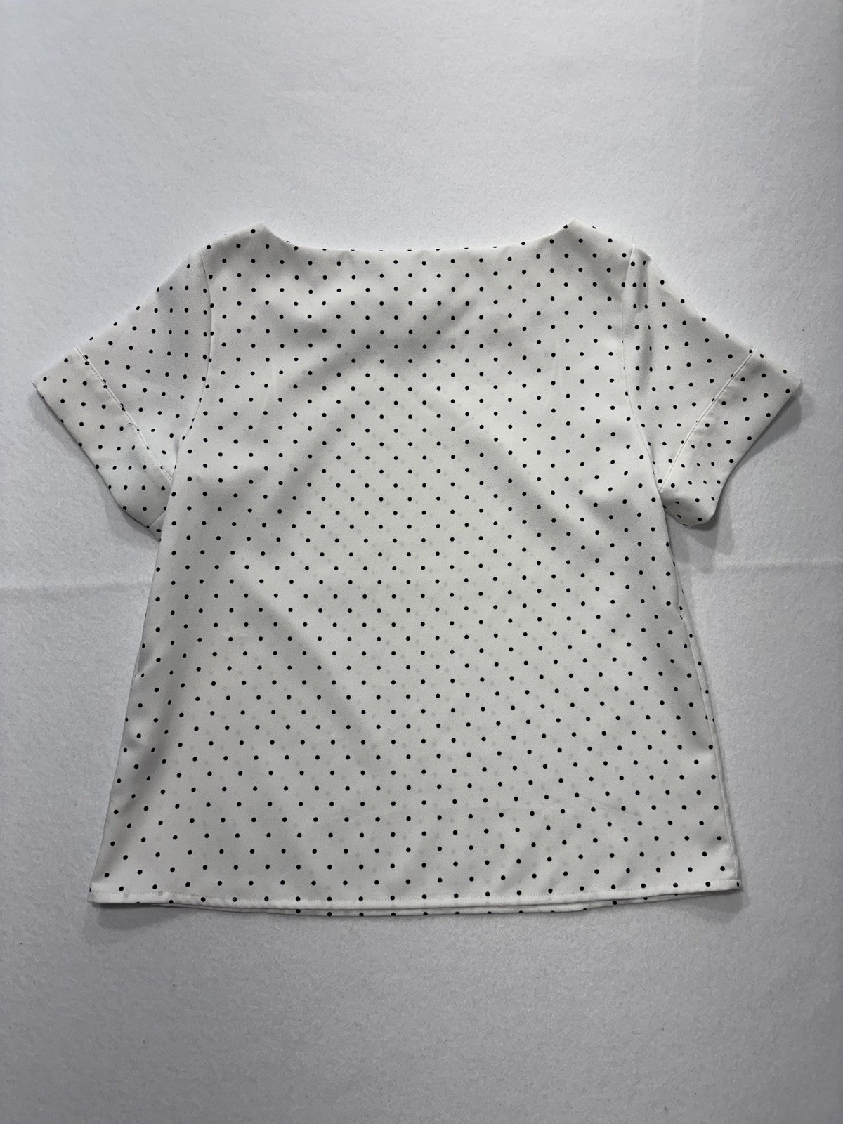 Banana Republic Blouse Womens S Petite White Polka Dot Boatneck Short Sleeve Top