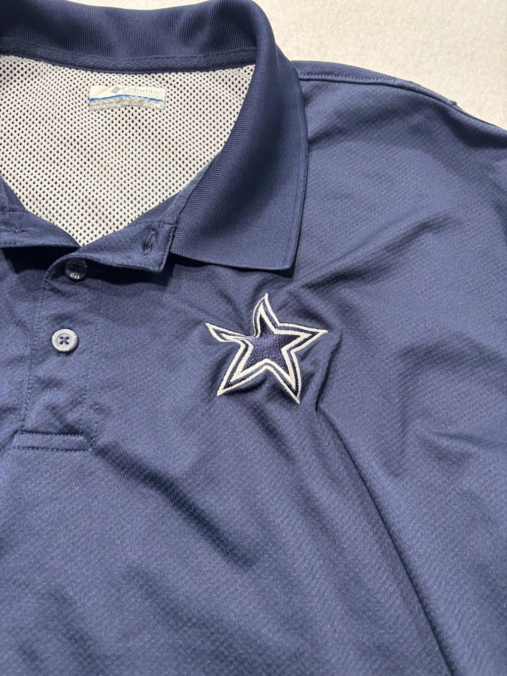 Columbia PFG Omni-Shade Polo Shirt Mens XL Blue Star Logo Fishing UV Protection