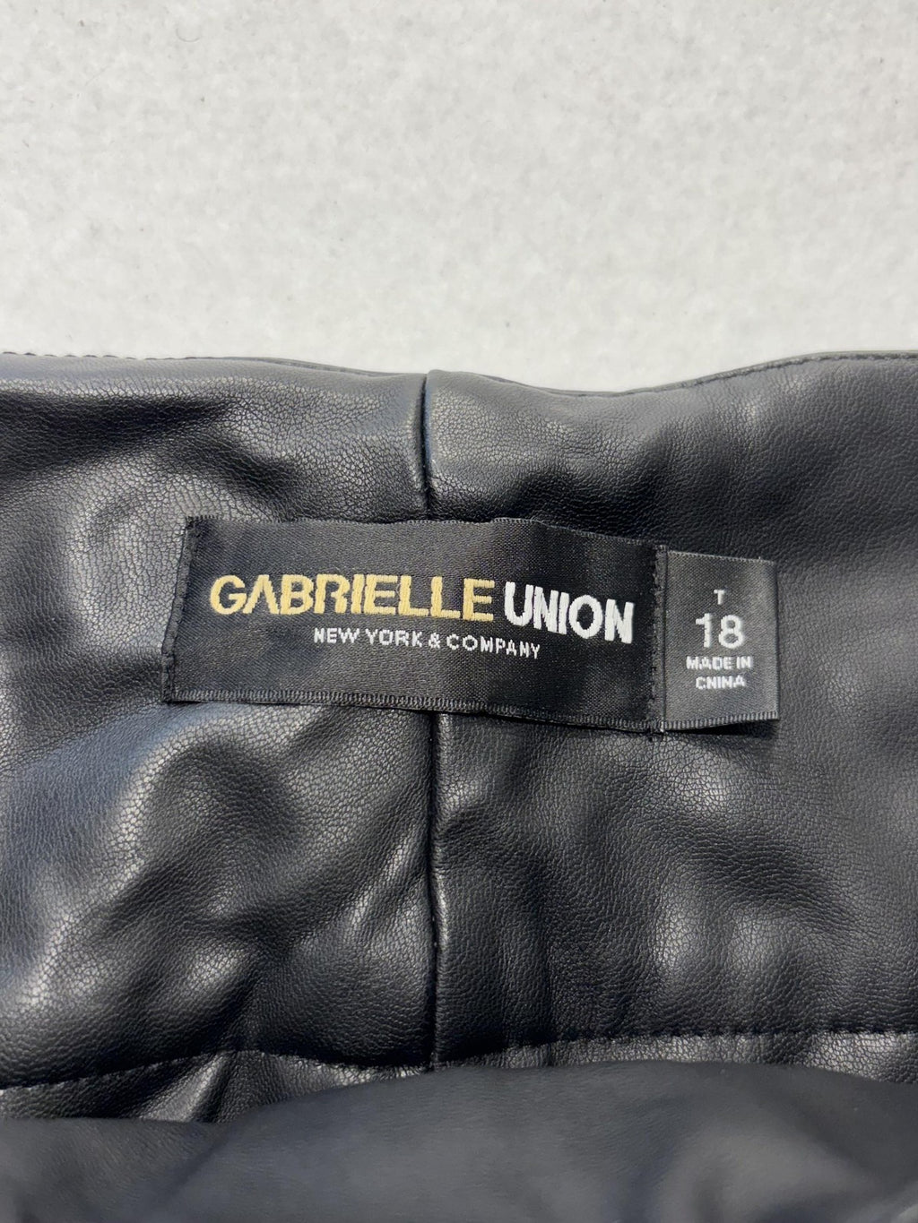 Gabrielle Union Pants Womens 18 Tall Black Faux Leather Jogger Belted Pockets