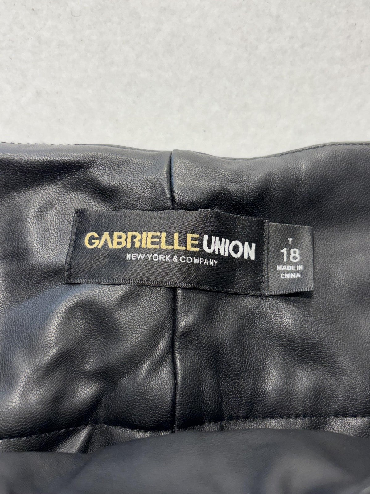 Gabrielle Union Pants Womens 18 Tall Black Faux Leather Jogger Belted Pockets