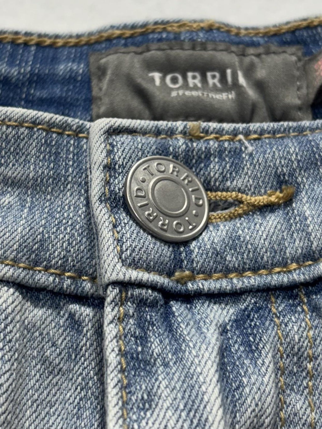 Torrid Jeans Womens 14 Plus Blue Light Wash High Rise Straight Distressed 36x30