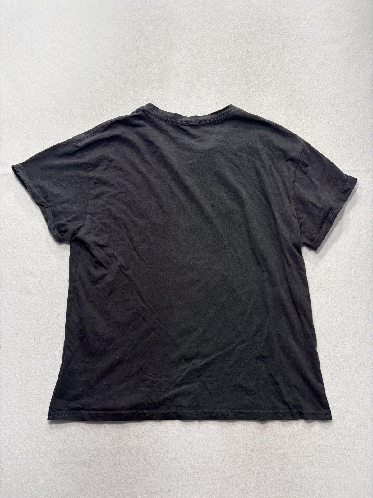 Refined Canvas Womens Large Black Rock And Roll Lips Graphic Tee V-Notch Shirt