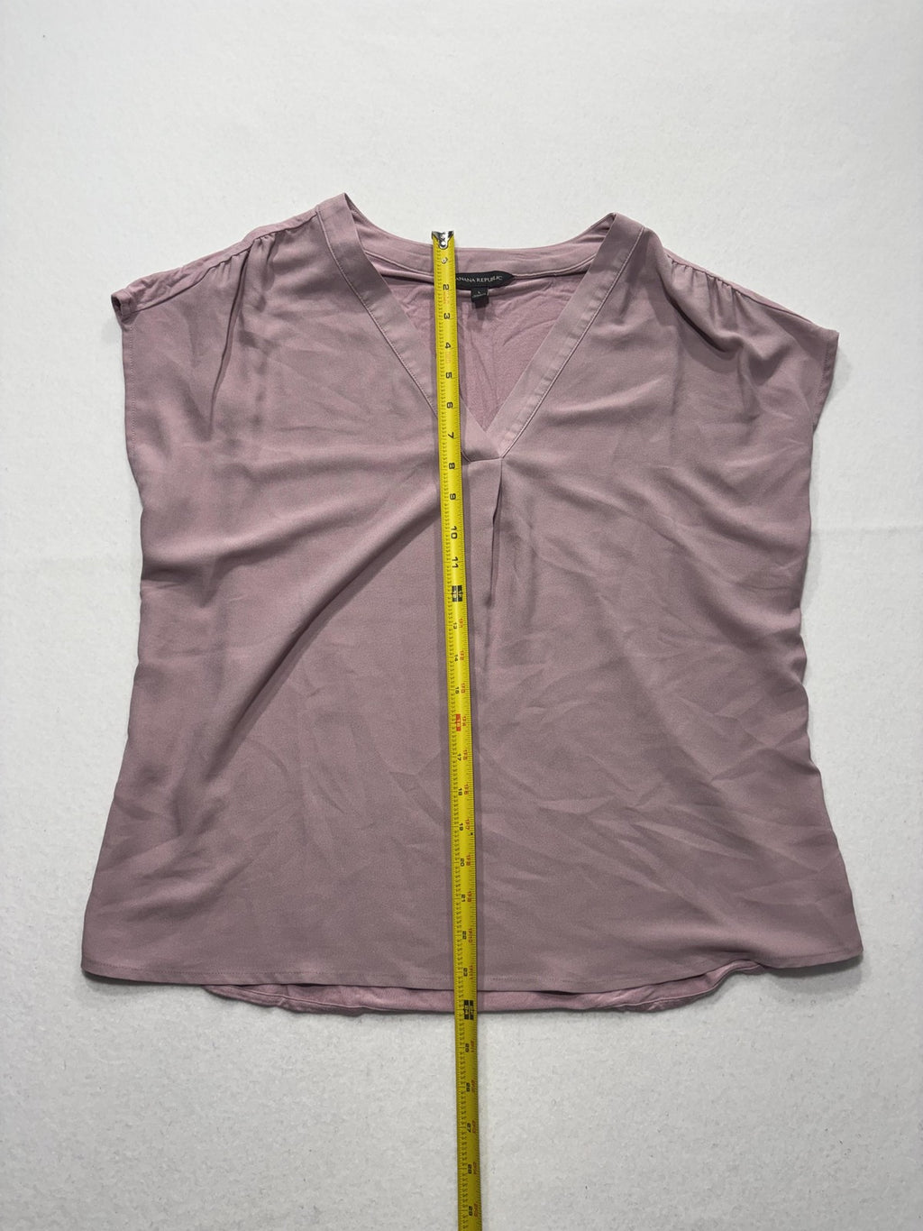 Banana Republic Blouse Womens Large Pink V Neck Cap Sleeve Lightweight Jersey