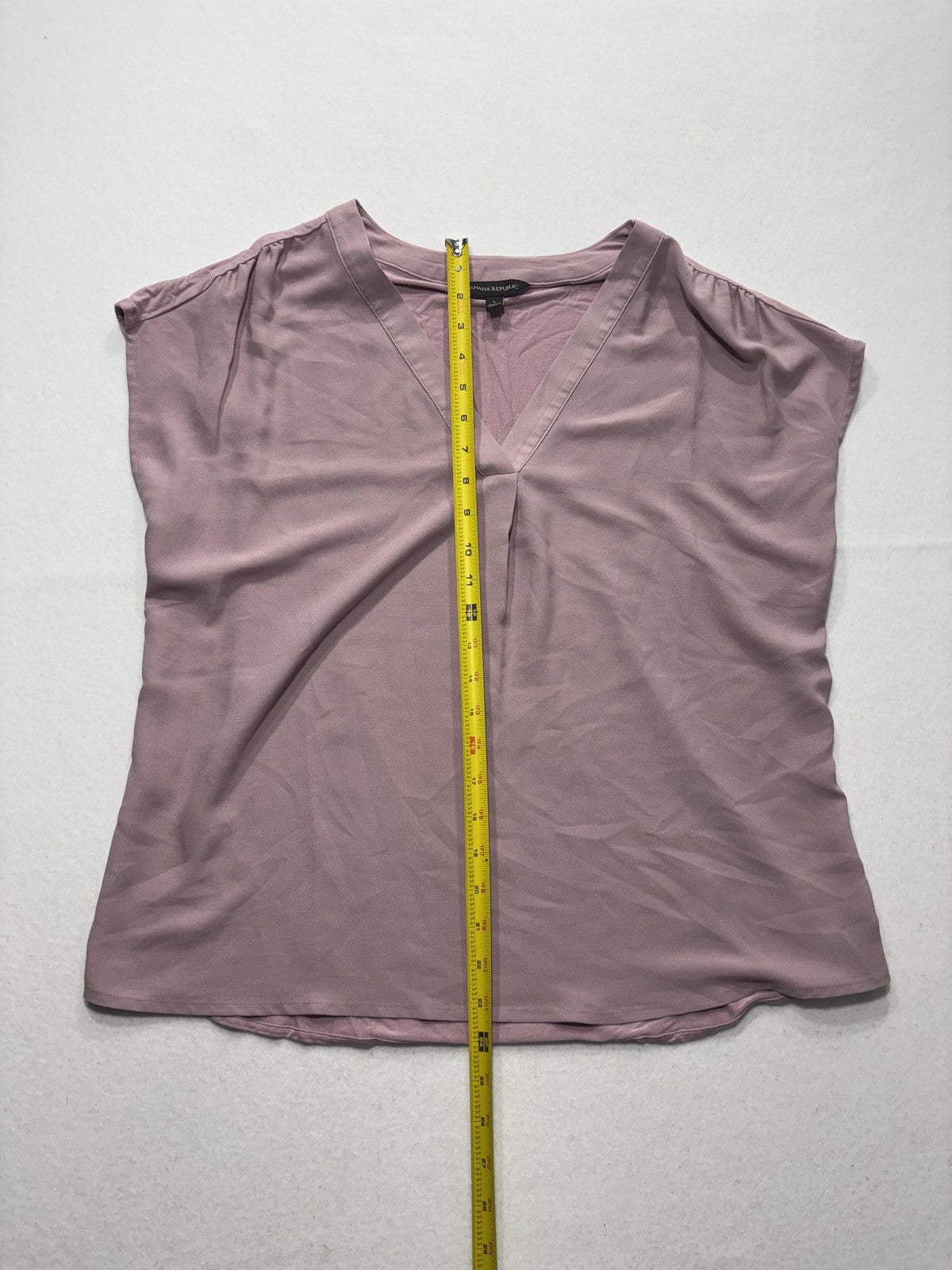 Banana Republic Blouse Womens Large Pink V Neck Cap Sleeve Lightweight Jersey