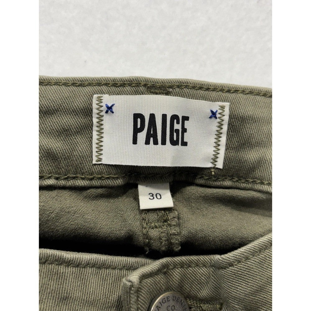 Paige Verdugo Ankle Jeans Womens 30 Green Mid Rise Skinny 30x28 Stretch Denim