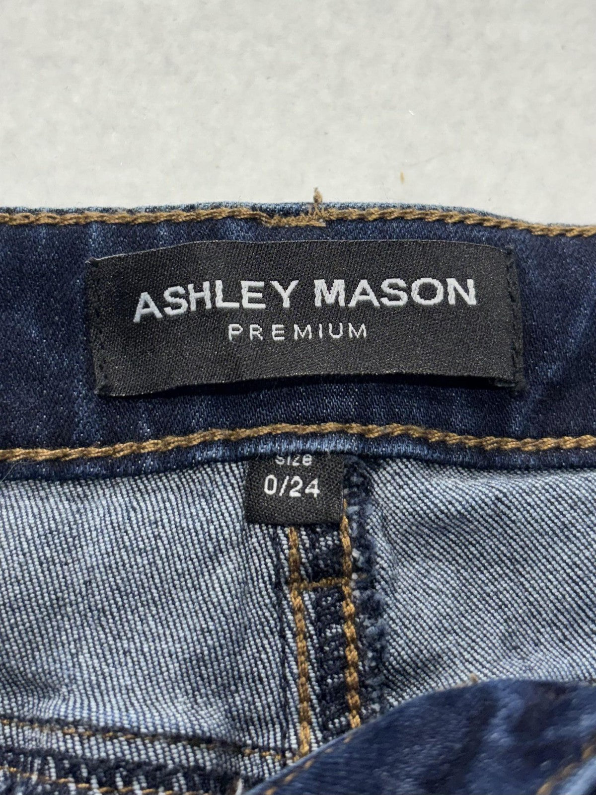 Ashley Mason Flare Jeans Juniors 0/24 Blue Mid Rise Embroidered Fringe 24x32