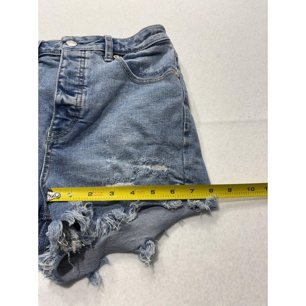 We The Free Shorts Womens 26 Blue Distressed Cut Off Raw Hem Denim Summer