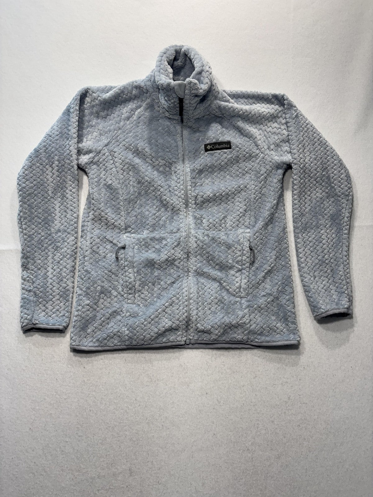 Columbia Jacket Womens XS Blue Plush Fleece Full Zip Stand Collar Pockets Soft