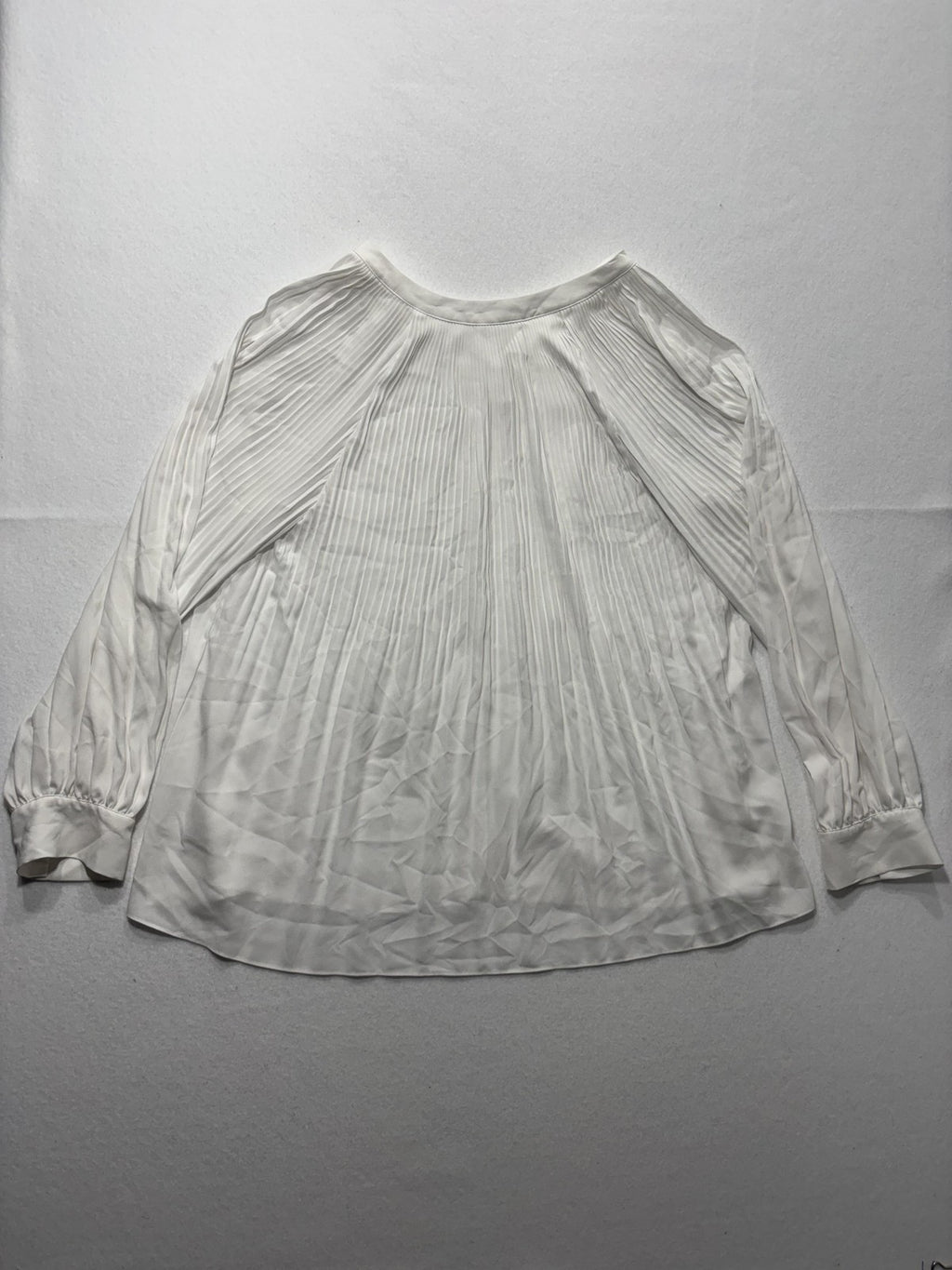 Chico's Blouse Womens 2 White Pleated V Neck Long Balloon Sleeve Tunic Top