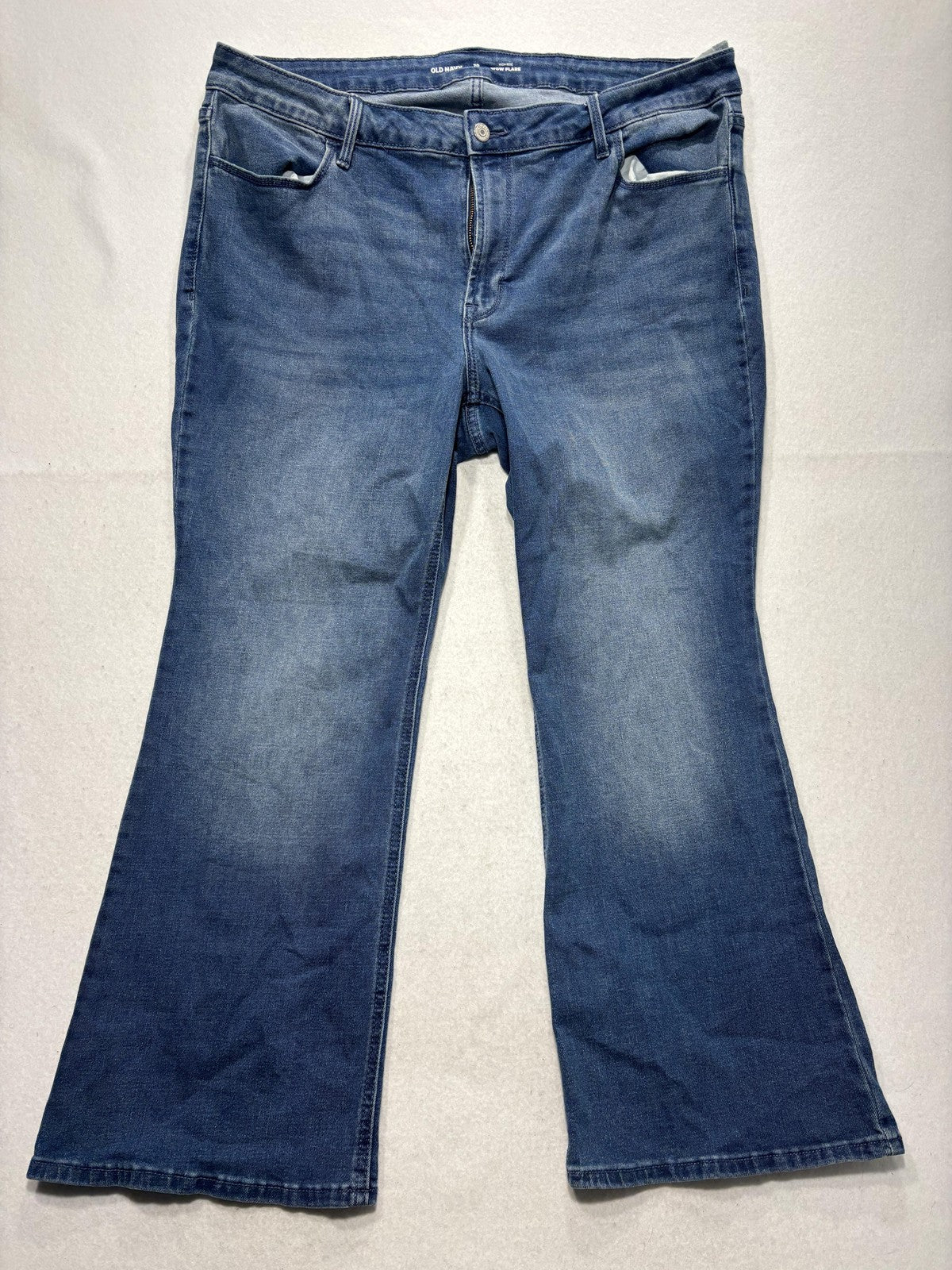 Old Navy Wow Flare Jeans Womens 20 Short Medium Wash High Rise Stretch 36x29