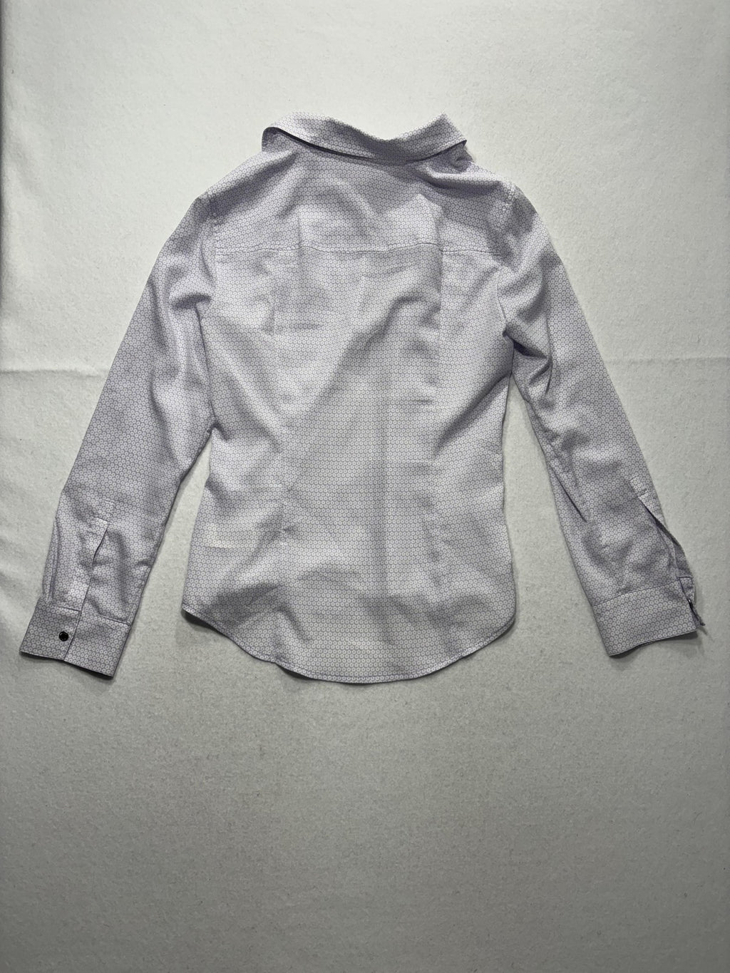 MICHAEL Michael Kors Blouse Womens Medium Purple Collared Zip Geometric Print