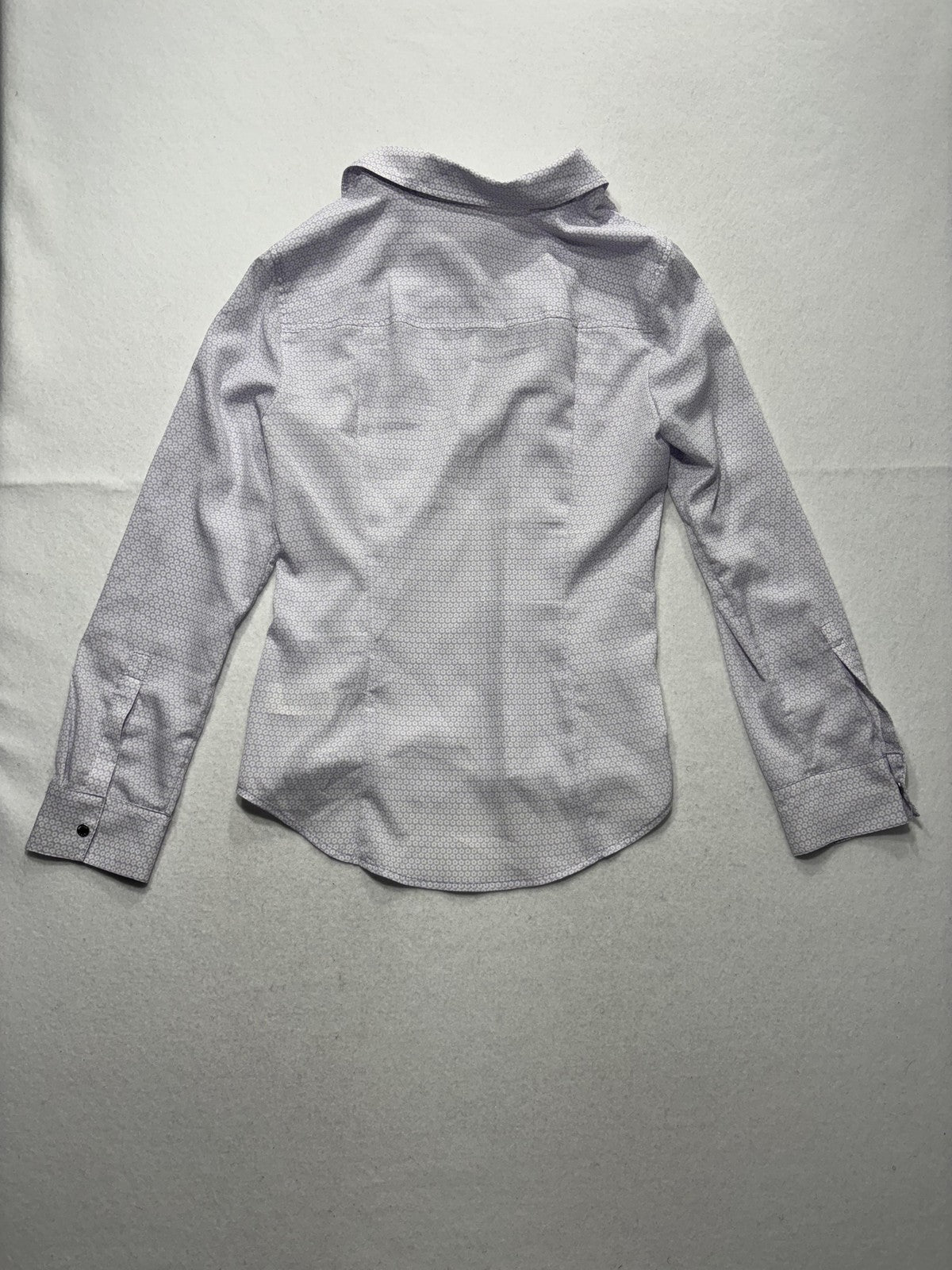 MICHAEL Michael Kors Blouse Womens Medium Purple Collared Zip Geometric Print