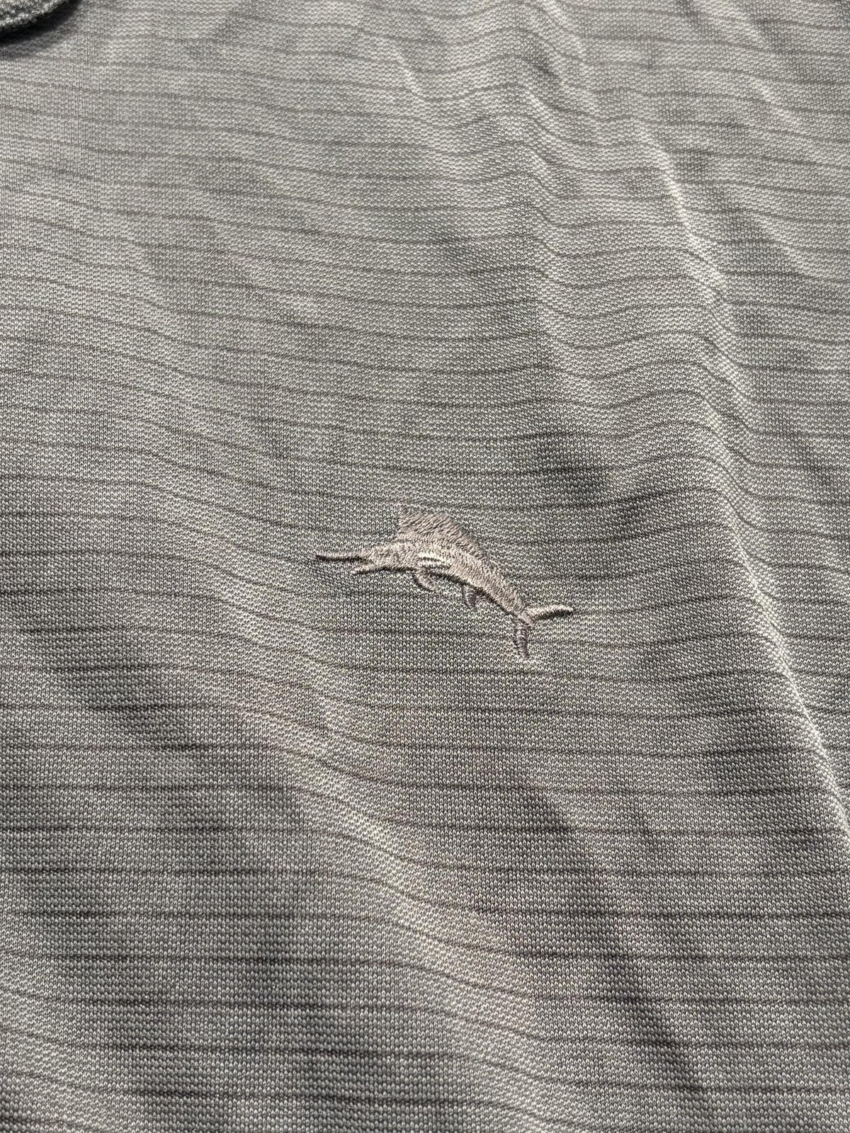 Tommy Bahama Polo Shirt Mens 2XL Gray Island Zone Striped Moisture Wicking