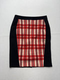 Blum & Co Skirt Womens 8 Red Plaid Black Colorblock Knee Length Pencil Work