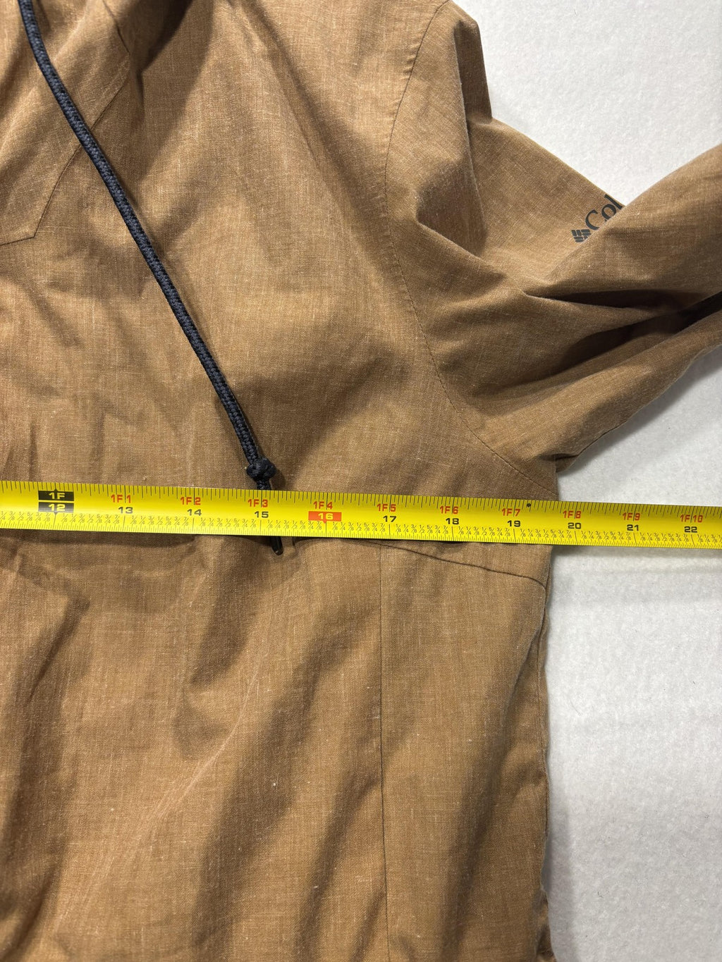 Columbia Omni-Tech Rain Coat Womens L Brown Hooded Waterproof Full Zip Twill