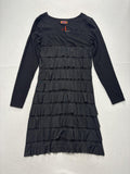 Isle By Melis Kozan Dress Womens Small Black Mesh Ruffle Long Sleeve Shift