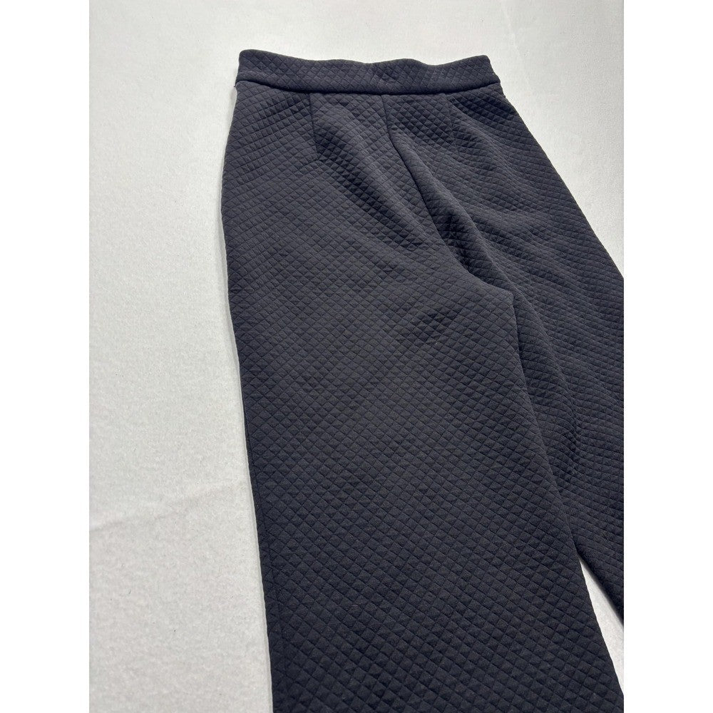 Pearl By Lela Rose Dress Pants Womens 8 Black Quilted Jersey Lynn Pant Wide Leg