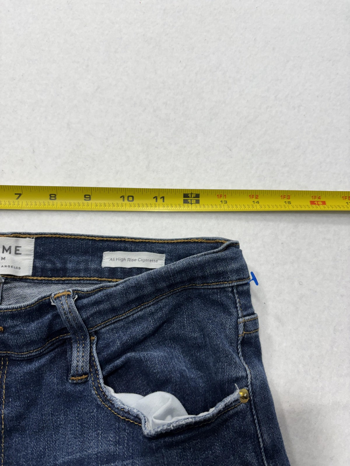 FRAME Ali High Rise Cigarette Jeans Womens 28 Blue Medium Wash Raw Hem 28x27