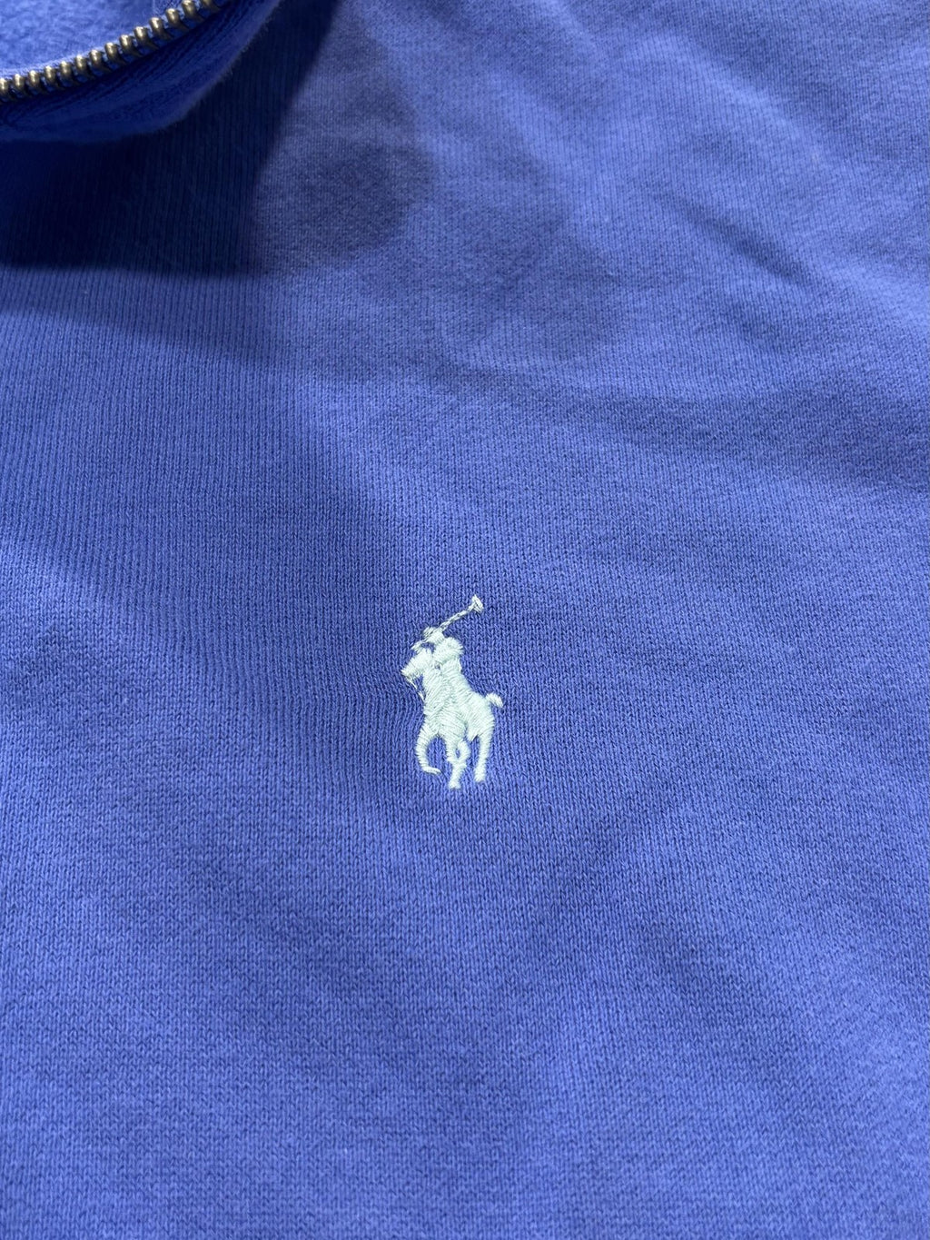 Polo Ralph Lauren Sweatshirt Mens Medium Blue 1/4 Zip Mock Neck Fleece Logo