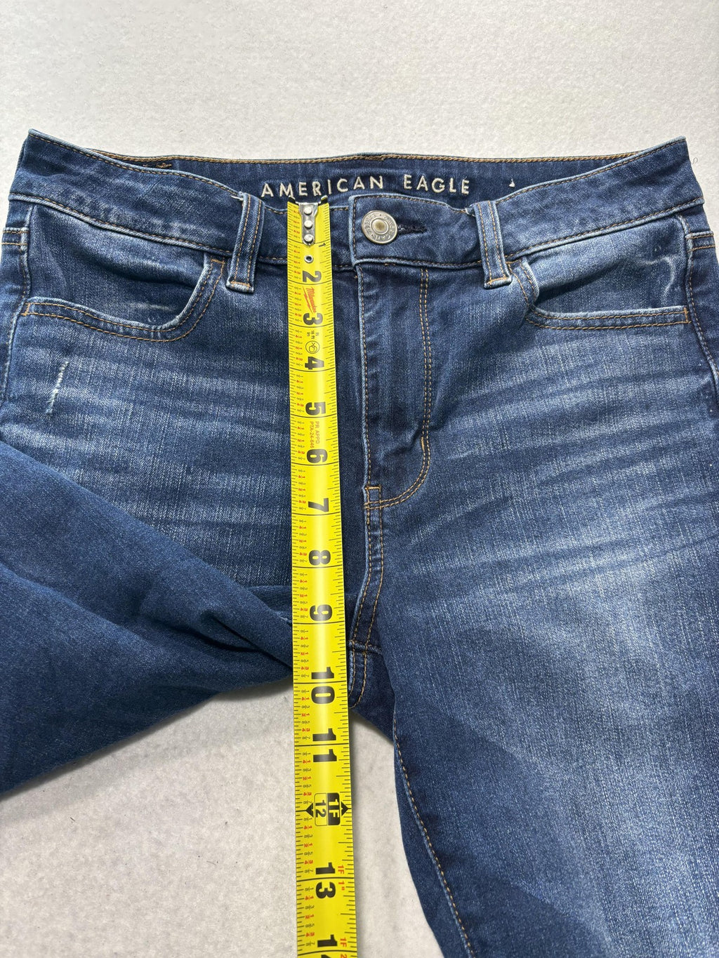 American Eagle High Rise Jegging Jeans Womens 8 Medium Wash Distressed 30x24.5