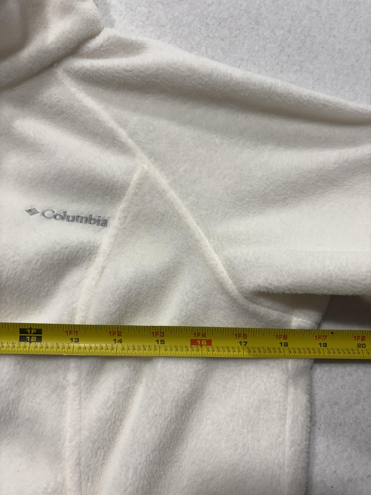 Columbia Jacket Womens S White Fleece Full Zip Stand Collar Pockets Soft Outdoor