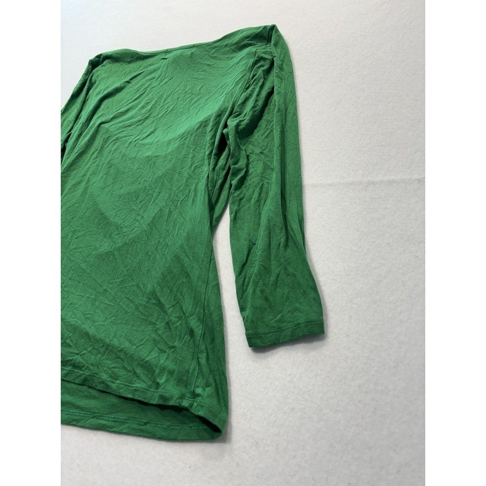 Michael Kors Top Womens Medium Green Cowl Neck 3/4 Sleeve Stretch Tunic Blouse