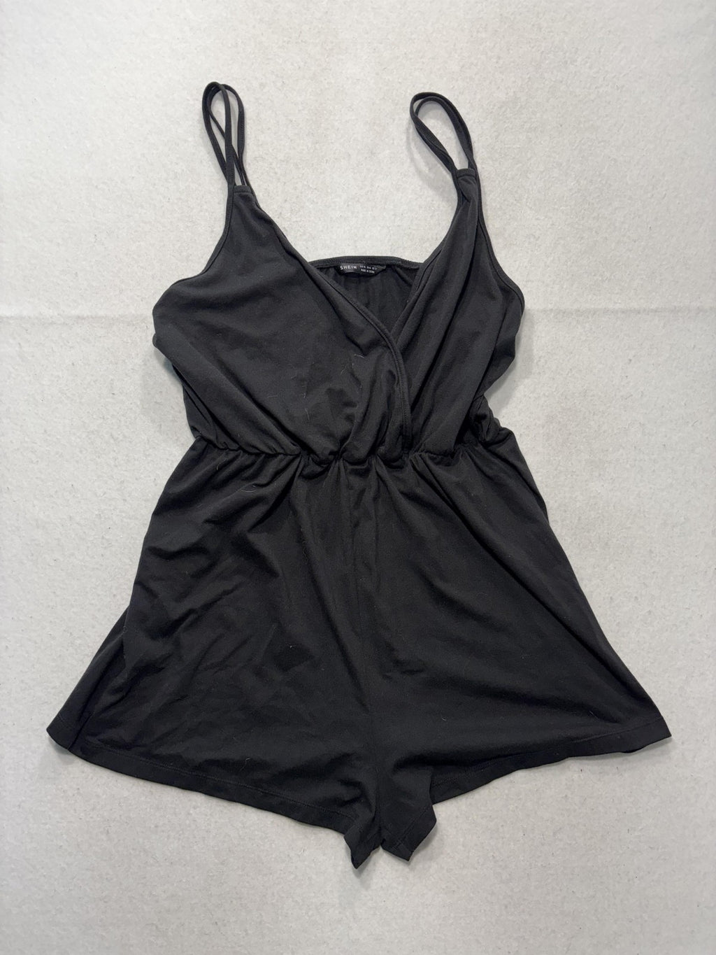 SHEIN Romper Womens XL Black V Neck Sleeveless Elastic Waist Jersey Casual