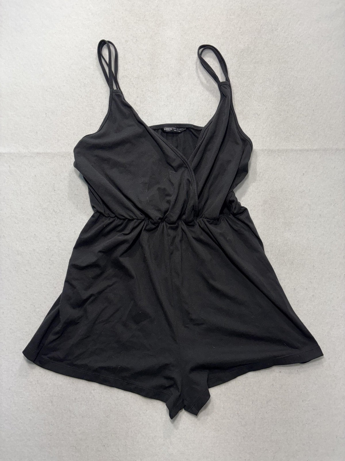 SHEIN Romper Womens XL Black V Neck Sleeveless Elastic Waist Jersey Casual