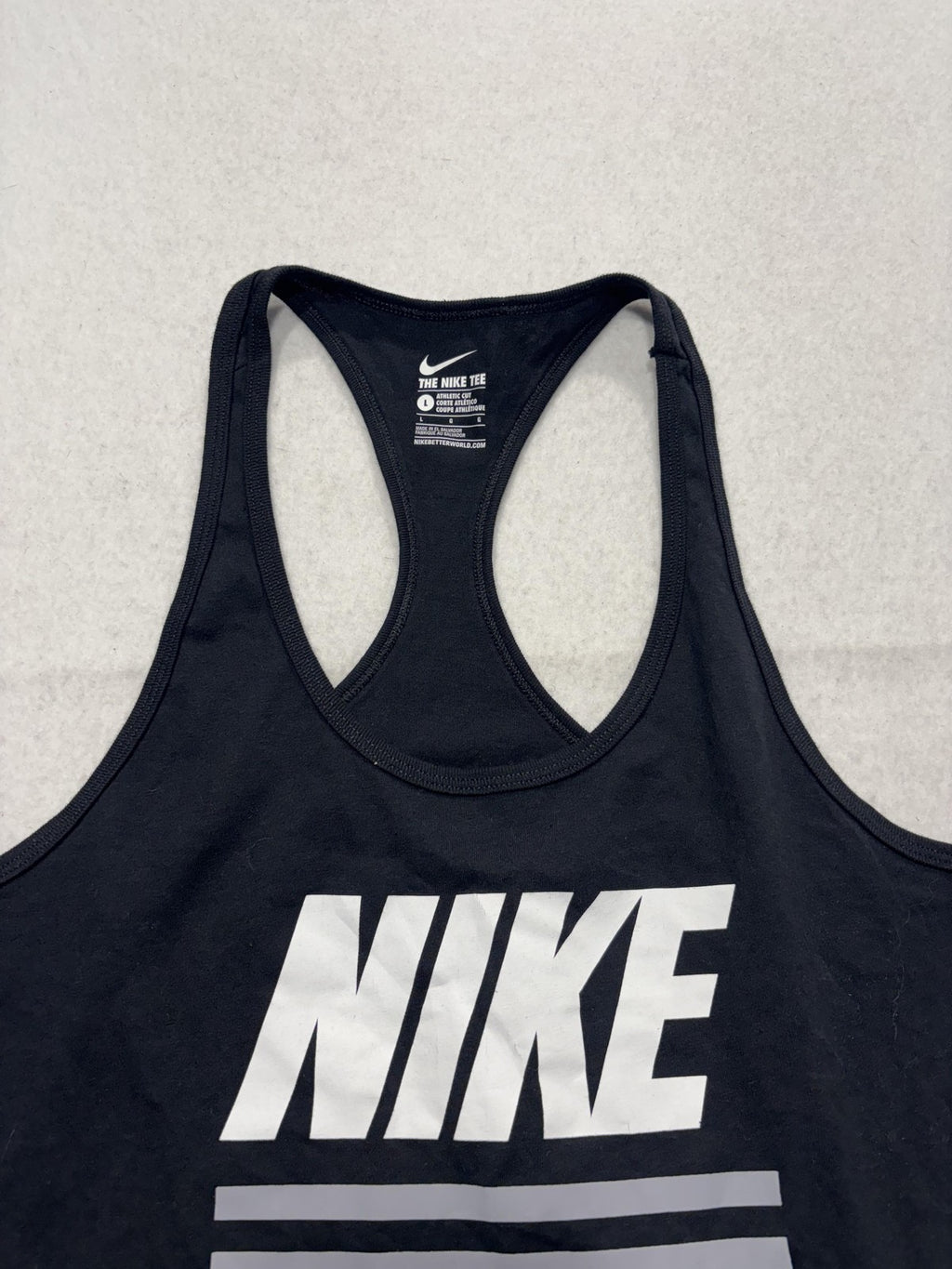 Nike Tank Womens Large Black Scoop Neck Racerback 72 Graphic Logo Athletic Top
