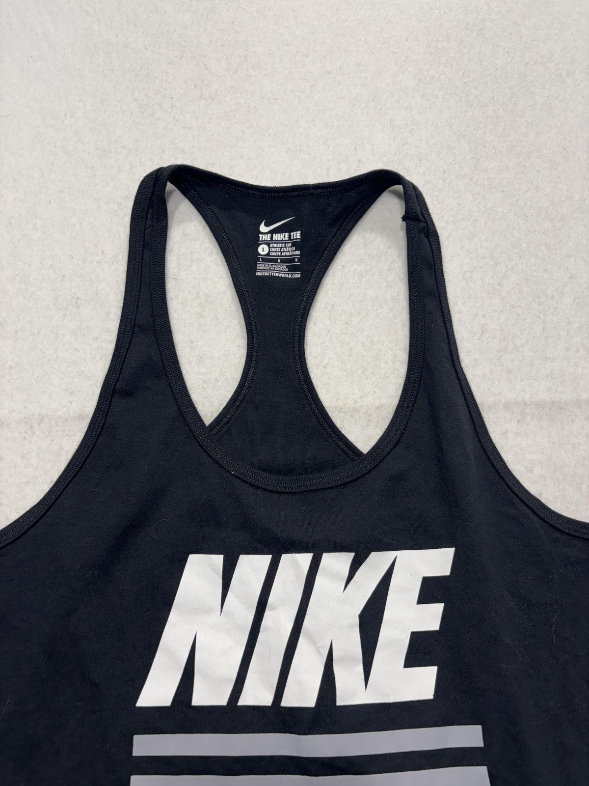 Nike Tank Womens Large Black Scoop Neck Racerback 72 Graphic Logo Athletic Top