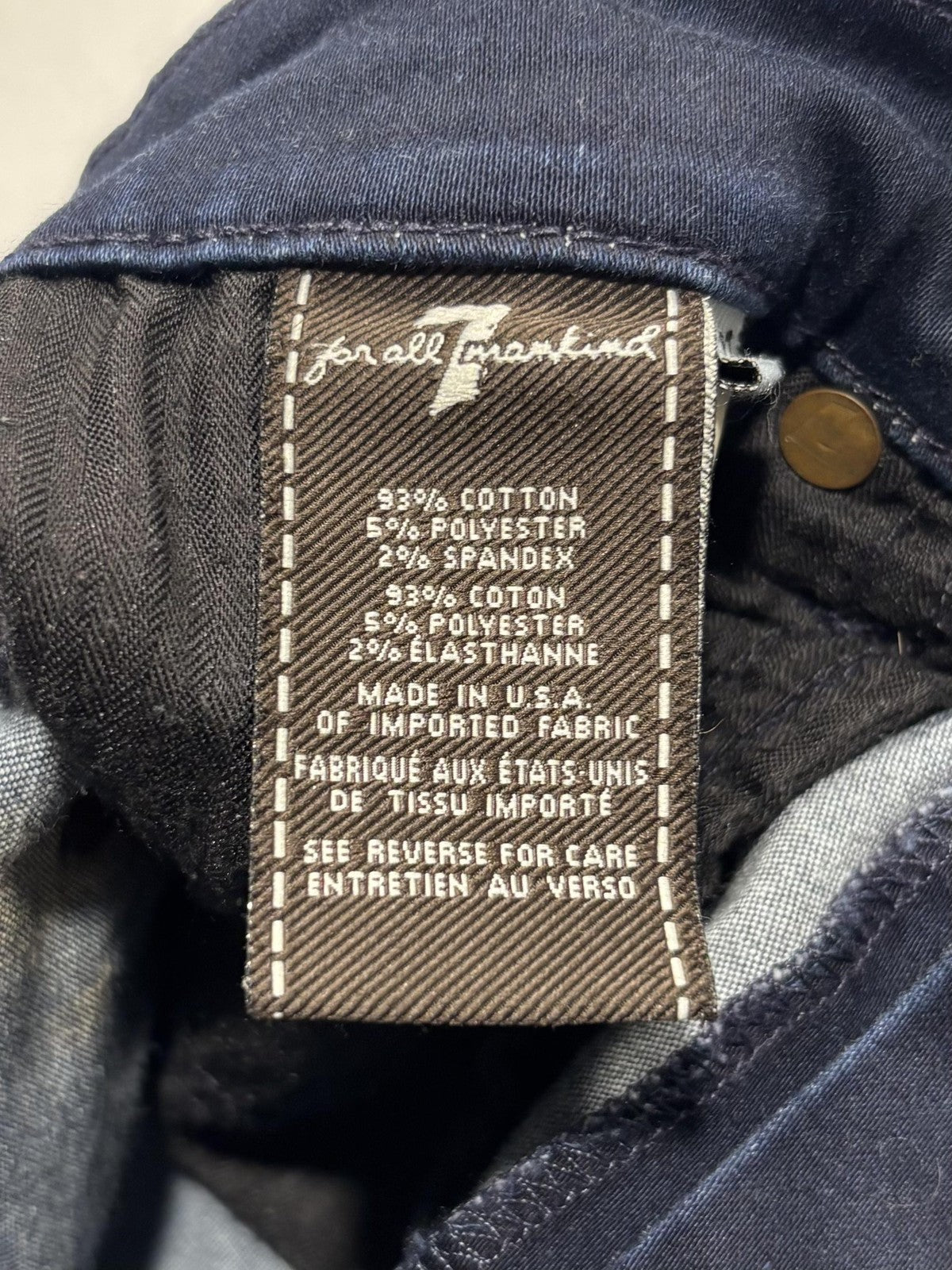 7 For All Mankind Jeans Womens 27 Blue Dark Wash High Waist Skinny Stretch