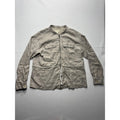 Maeve Anthropologie Womens L Beige Linen Collarless Zip Utility Jacket OB1534006