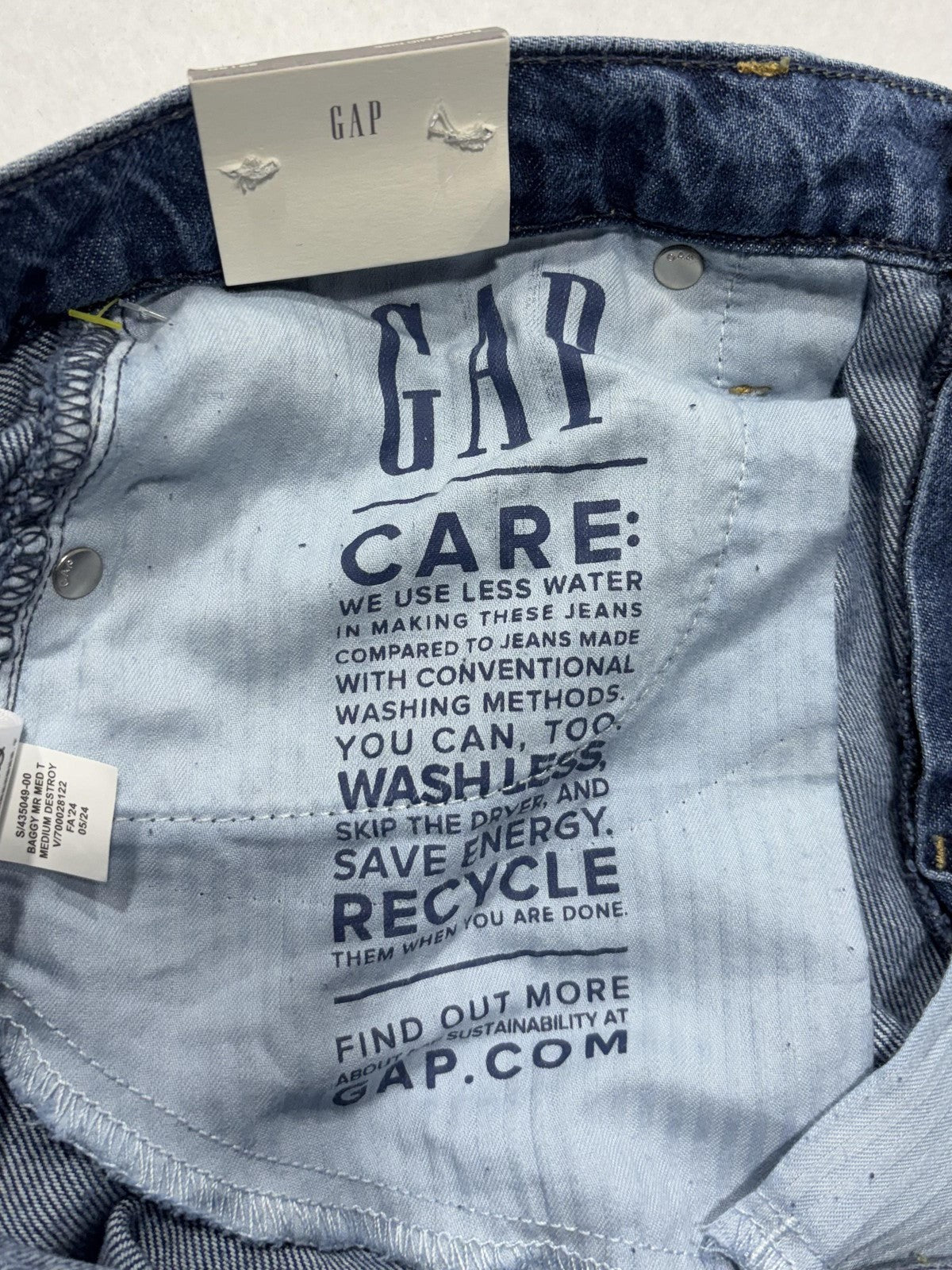 Gap Baggy Mid Rise Jeans Womens 8R Blue Medium Wash Wide Leg Distressed 29x29.5