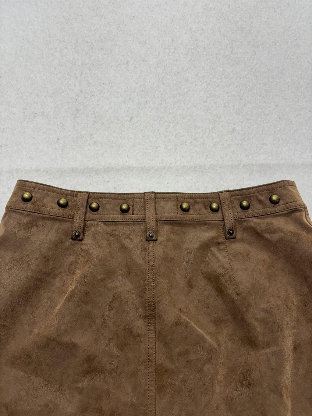 We The Free Skirt Womens 4 Brown Faux Leather Studded Mini Zip Pockets Biker