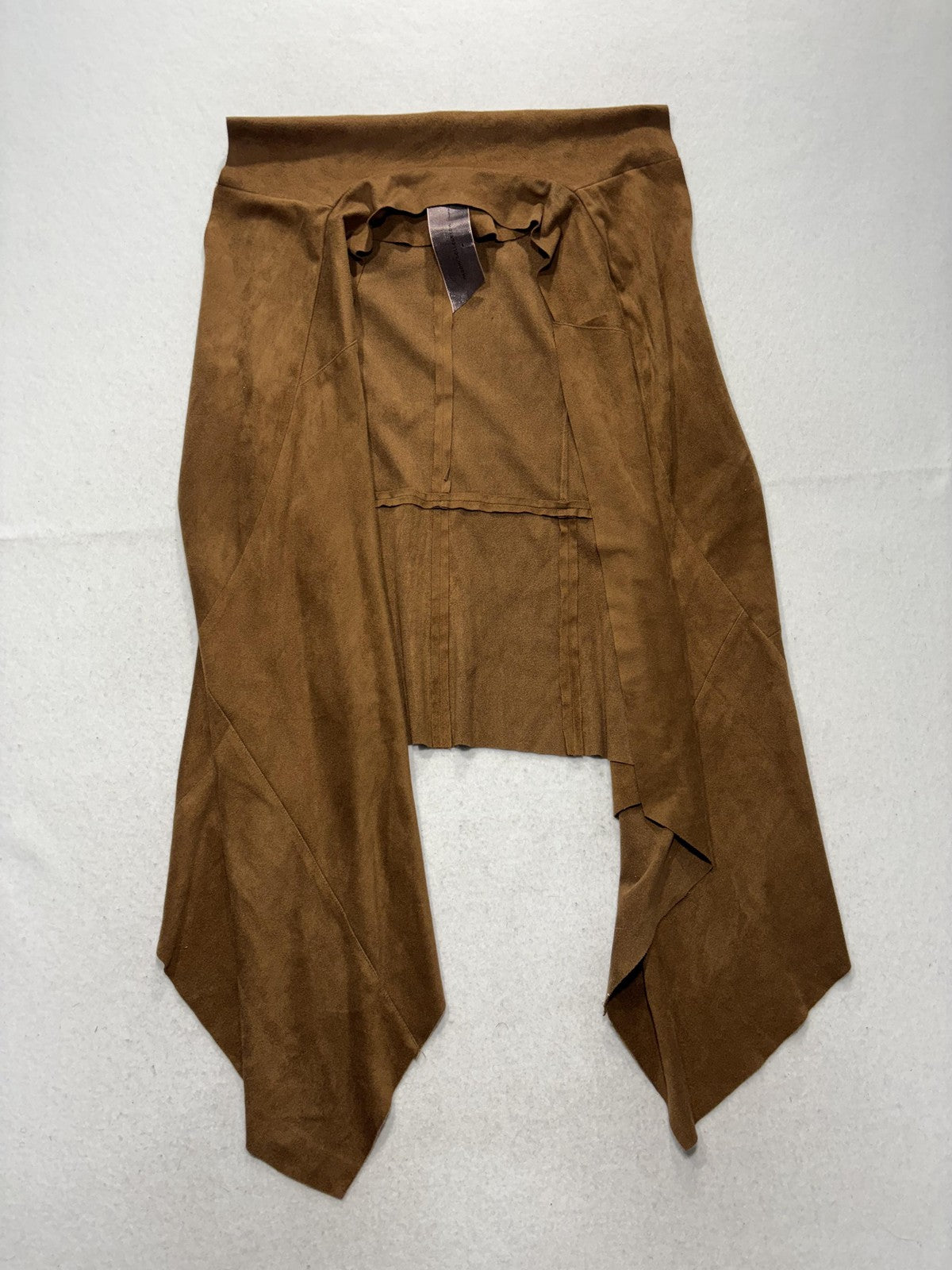 Moon Collection Vest Womens XL Brown Faux Suede Waterfall Draped Hem JE70571