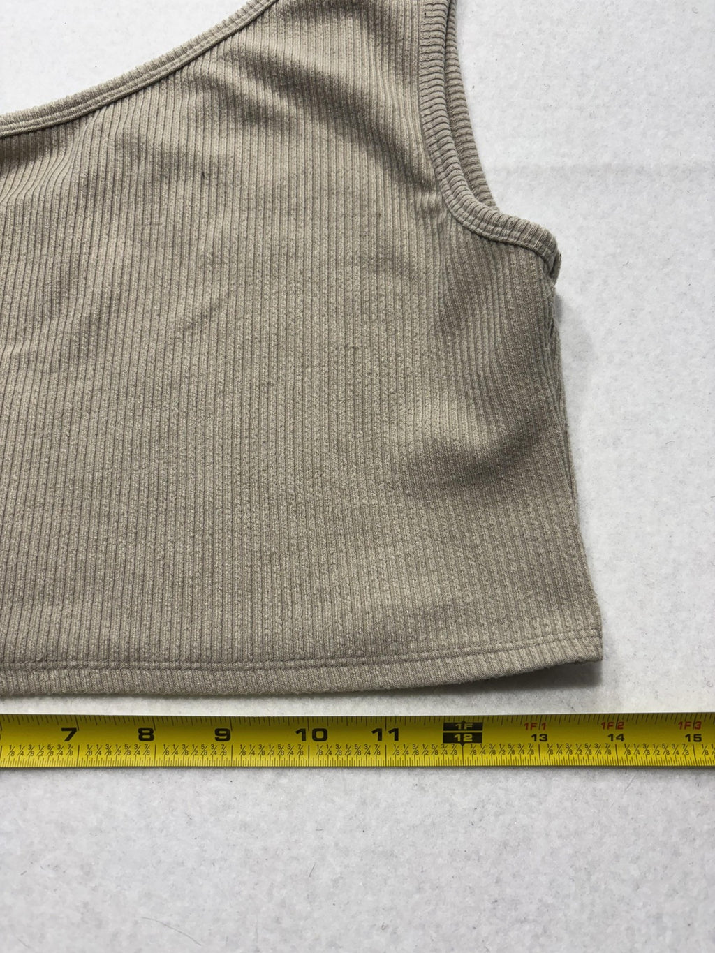 Reformation Tank Top Womens Medium Beige One Shoulder Ribbed Knit Cropped